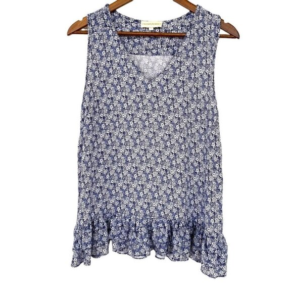Cynthia Rowley sleeveless top with v-neckline  and ruffled hem - Picture 1 of 9